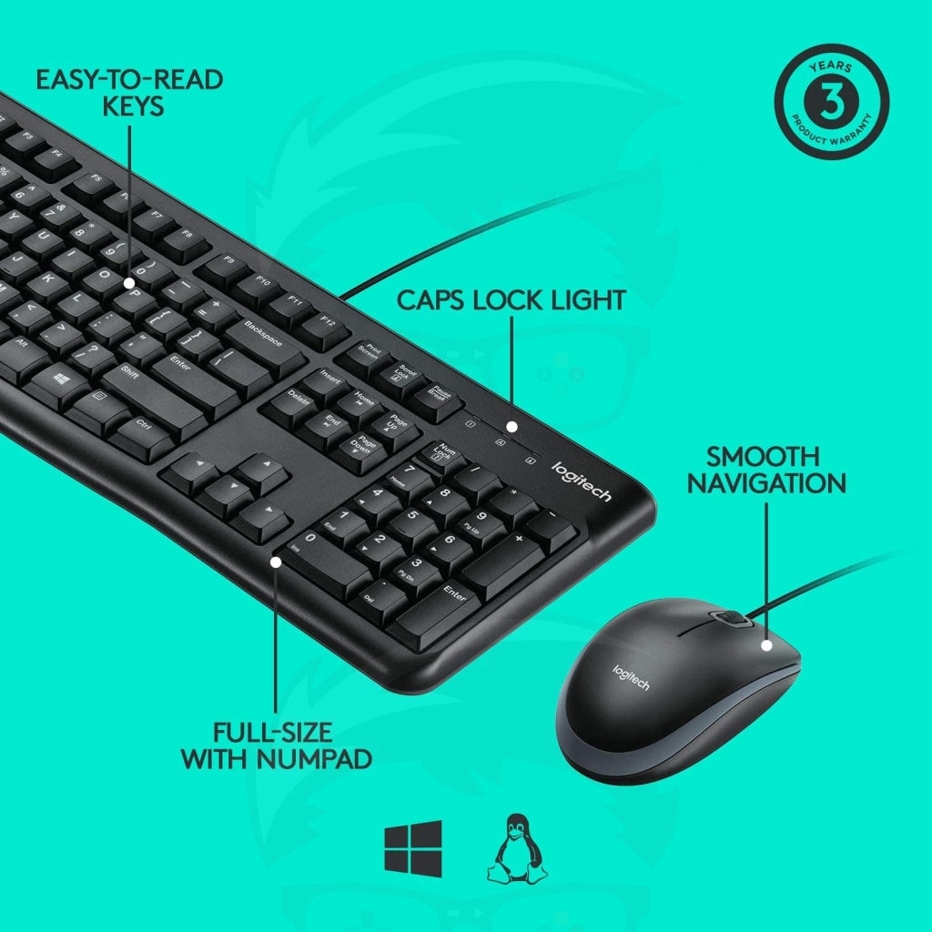 Logitech MK120 Keyboard and Mouse Combo Wired Logitech MK120 Keyboard and Mouse Combo Wired